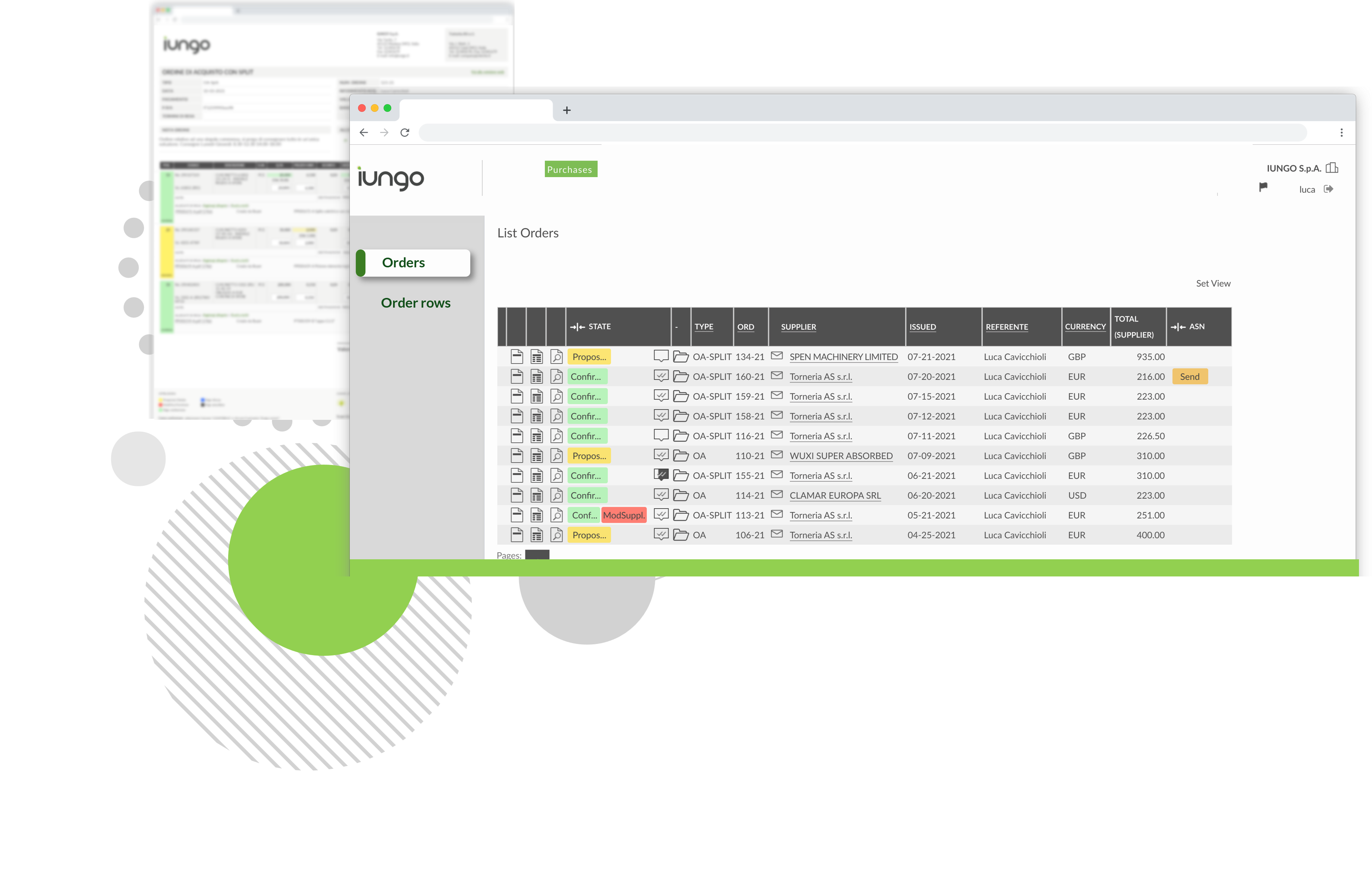 screenshot purchase order module